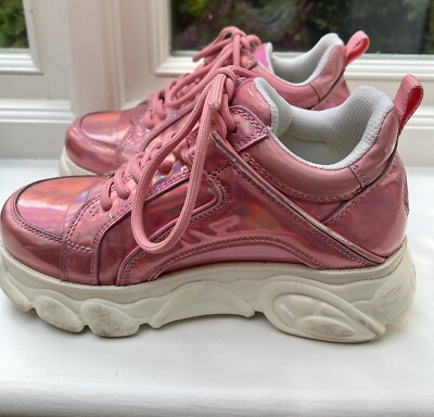 Buffalo London Pink Holographic Sneakers UK