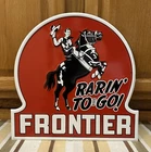 Frontier Gas Station Sign Cowboy Horse Rodeo Oil Parts Vintage Style Wall Decor