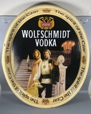 Vintage 1980s Wolfschmidt Vodka Metal Drink Serving Tray Spirit of the Czar