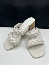 Women's Braided Heeled Sandals Strappy Square Open Toe Heels Backless Mules Slip