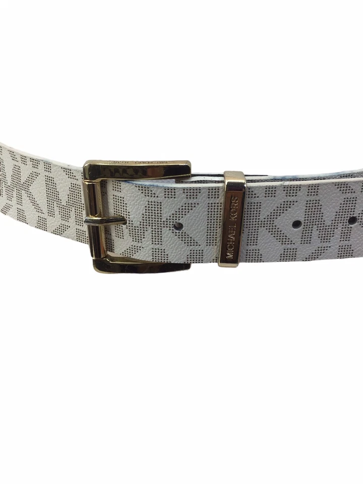 Cinturón de cuero Michael Kors blanco gris mediano Foto 2 de 4