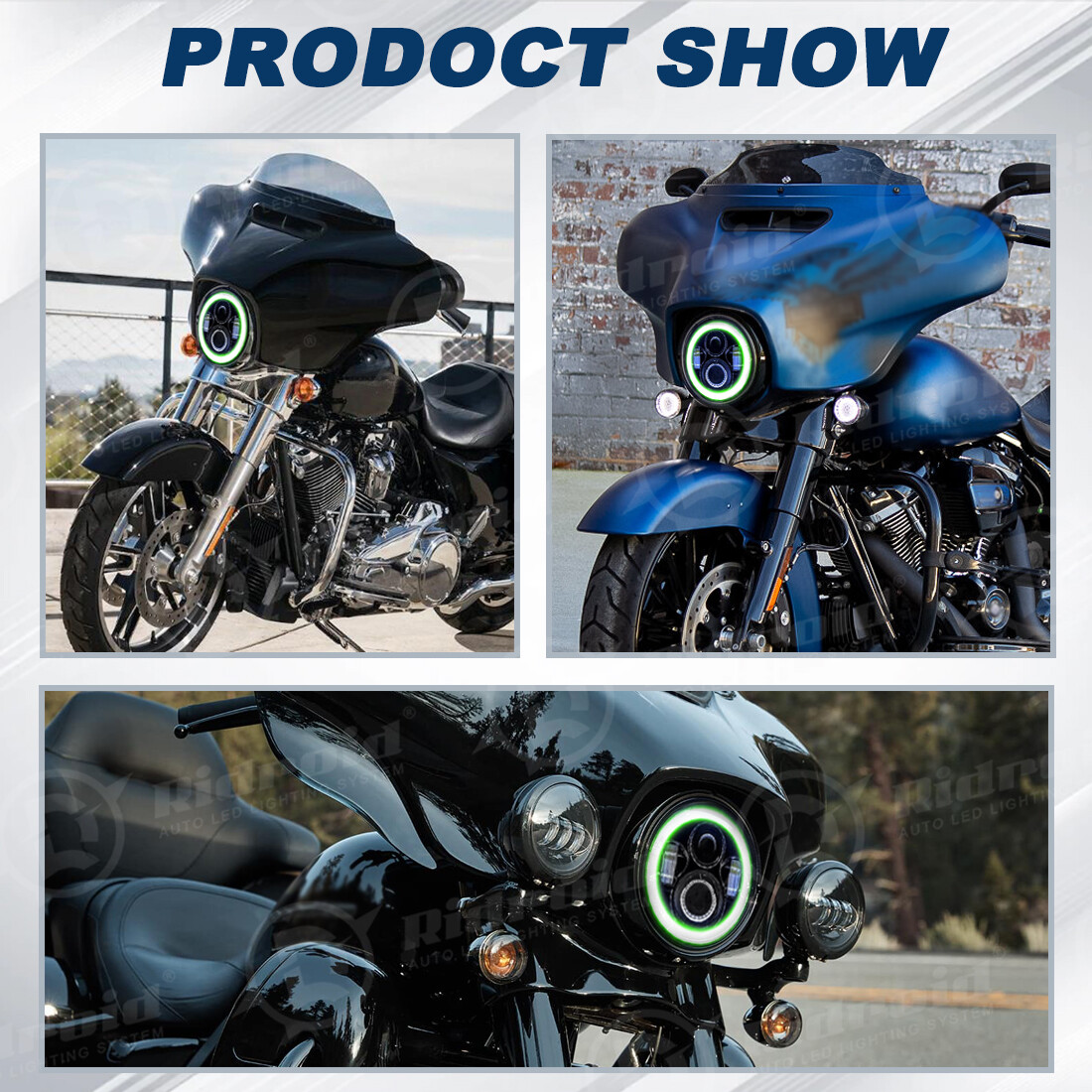 waltyotur Motorcycle 7 inch Round LED Headlight with Halo + 4.5