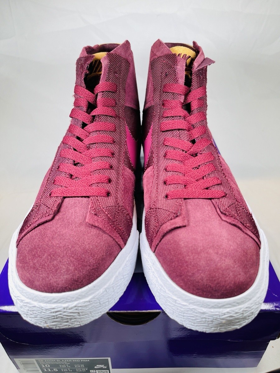 Nike SB Zoom Blazer Premium Mid Skate Shoes Maroon Patchwork Men’s Size 11 Night Maroon Patchwork Dresses The Nike SB Zoom Blazer Mid main image 3
