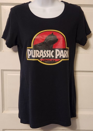 Purassic Park grafisches Damen-T-Shirt - Größe klein. T-Shirt mit Katzengrafik