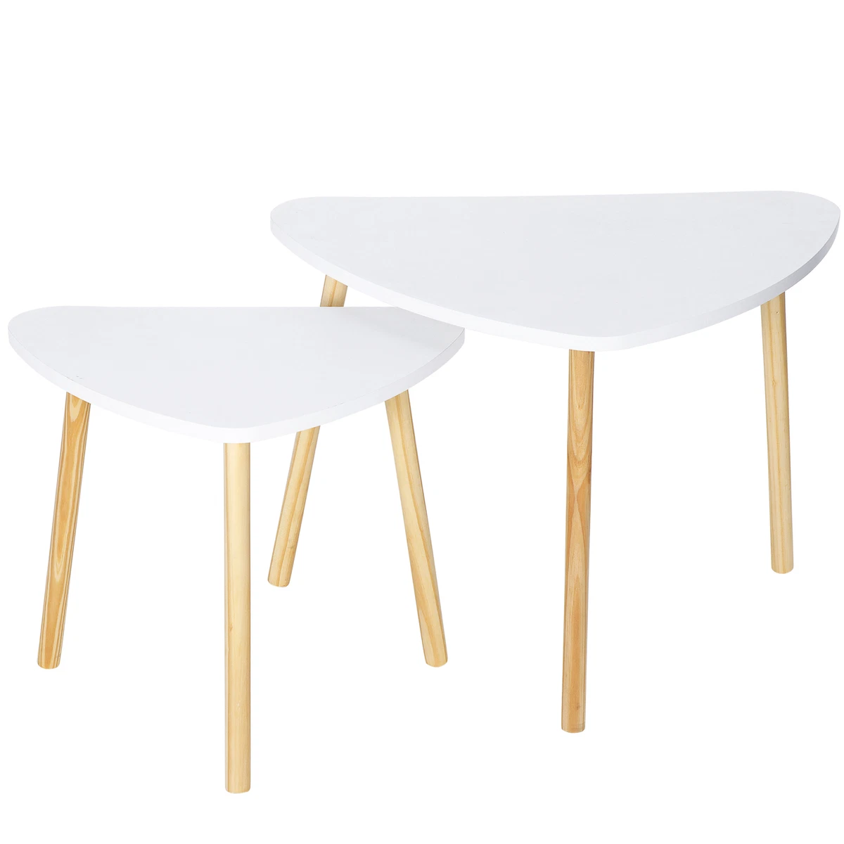 USED White Set of 2 Nesting Triangle End Table Coffee Table Side Table Living Ro
