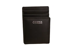 NEW WT MEN'S GUESS FRONT POCKET WALLET BLACK ID CREDIT CARD MAGNET MONEY CLIP