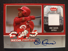 2006 Fleer Greats of the Game Eric Davis Reds Greats Game Used Jersey Auto /30