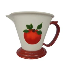 Red Apple Measuring Pitcher Ceramic 3 Cup Pedestal  Farmhouse Chic Vintage