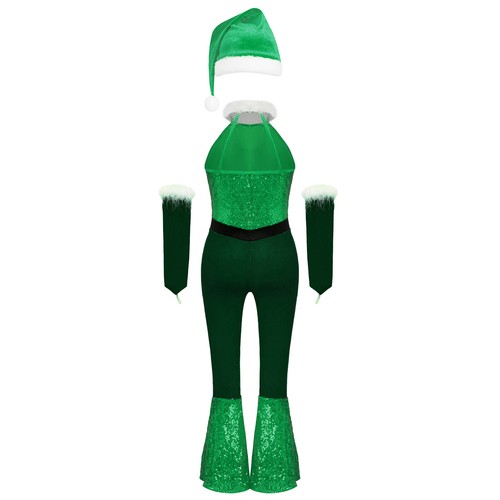 Girl Costume Cosplay Set Christmas Outfits Soft Bodysuit Flared Arm Sleeve Kids - Picture 26 of 30