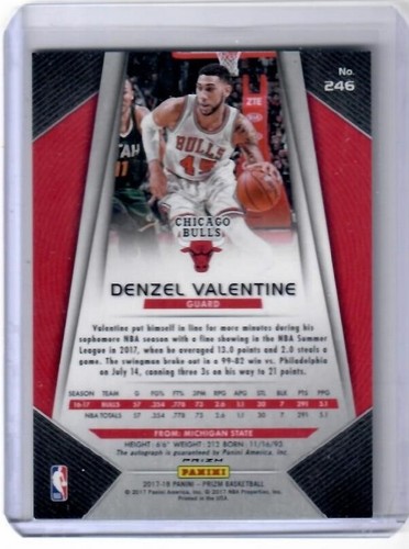 Tarjeta automática Panini Prizm Denzel Valentine Fast Break Prizm 2017-18 Chicago Bulls - Imagen 2 de 2