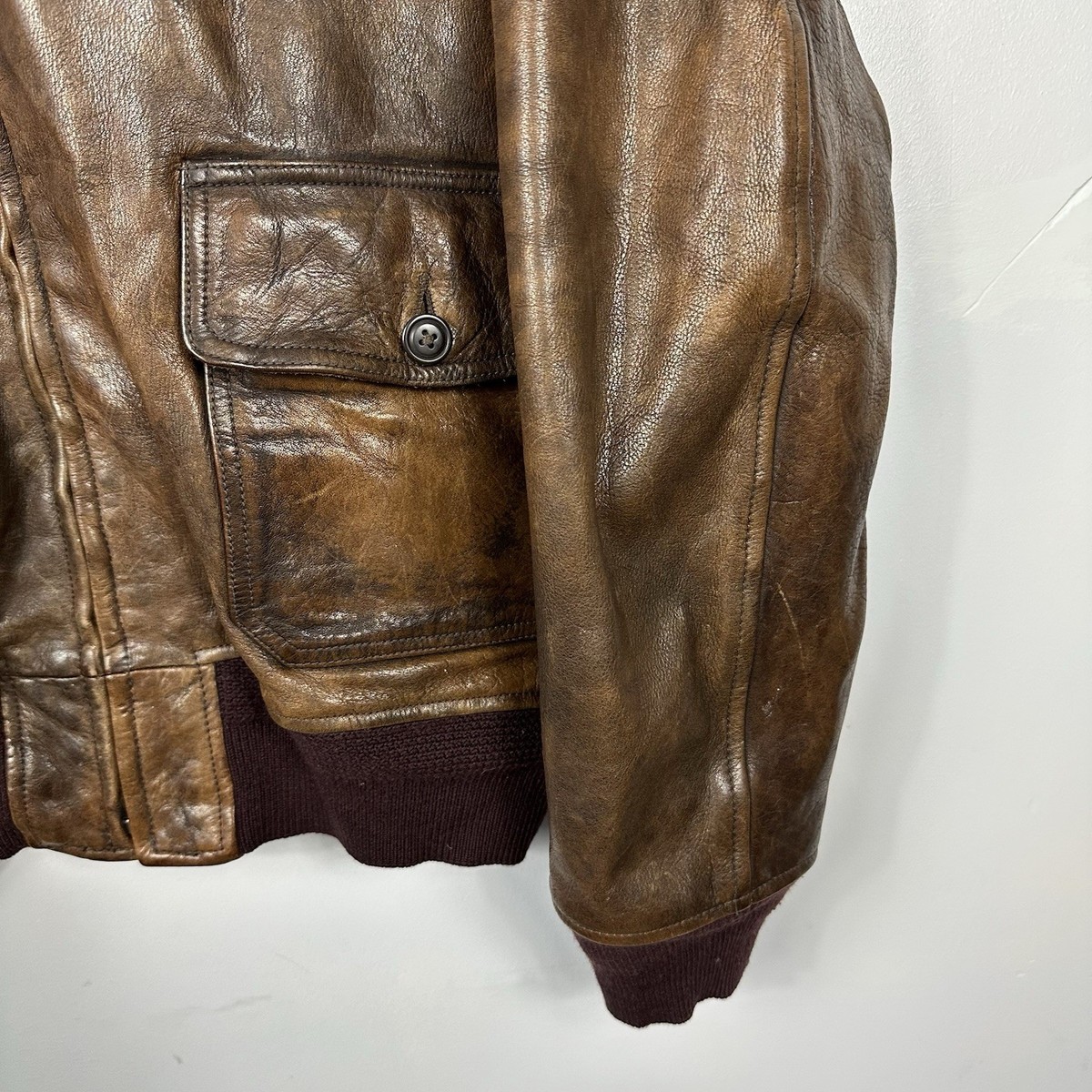 Vintage Polo Ralph Lauren Leather Shearling Jacket, Brown, RRL