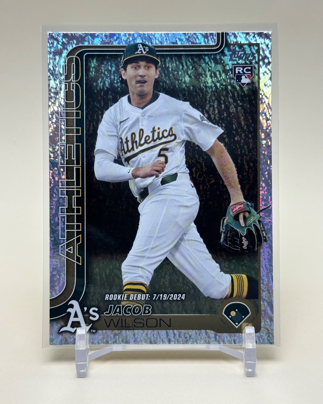 2025 Topps Update Series Jacob Wilson - Rookie Debut RC US180 - Holo Foil - A's