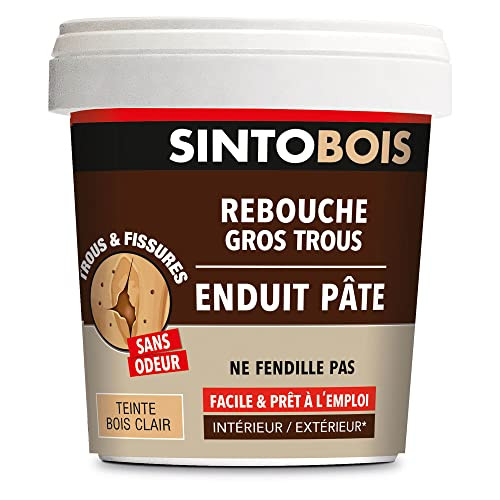 Sinto Rebouche Bois : comblez les gros trous et fissures du bois clair en pot de 1kg
