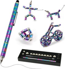 Magnetic Pen with 13 Rings - Decompression Magnet Metal Fidget Pen, Cr...
