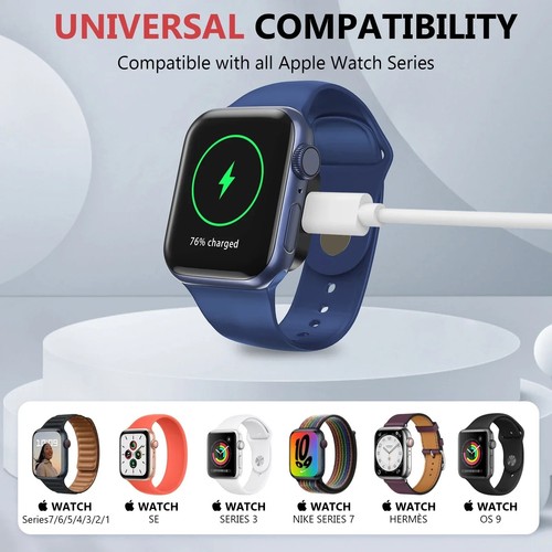 Chargeur sans fil double interface pour Apple Watch S9-1 SE Ultra Type-C 8 broches - Gif - Photo 2 sur 30