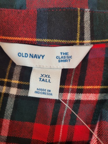 Old Navy The Classic Shirt Red Tartan Plaid Long Sleeve Flannel NEW XXL Tall - Picture 11 of 13