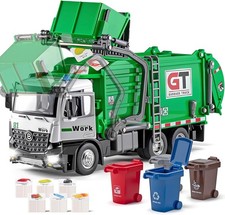 Garbage Truck Toys Metal Cab, Realistic Trash Truck Toys for Boys Kids with Ligh