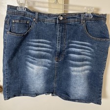 Revolt Womens Denim Jeans Skirt Size 20 Blue Stretch A-Line Knee Length Plus