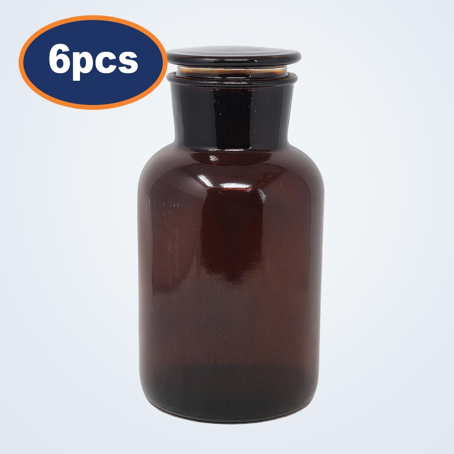 Apothecary Bottles 2500ml Amber 6pcs Glass Oil Lotion Regeant Storage Jar Lid