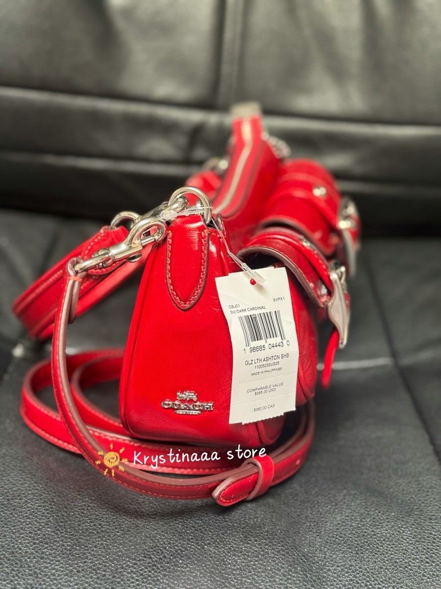 Coach Ashton Bag Crossbody In Leather/Silver/Dark Cardinal Red