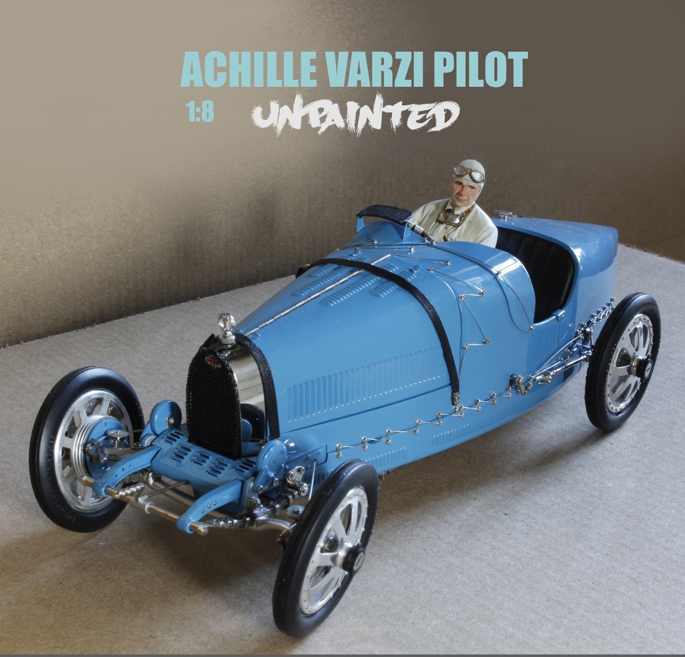 Achille Varzi figurine 1/8 résine pour miniature Bugatti 35 Art Auto Collection