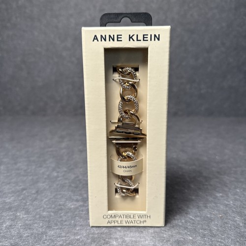 ANNE KLEIN Soho Collection Gold Tone Chain Band Apple Watch 42/44/45mm NEW