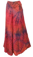 Batik Palazzohose, Hosenrock, Batikhose, Schlaghose, Hippie Goa Hose - rot
