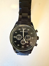 Emporio Armani AR-2456 Black Dial Chronograph Date Quartz SS Watch 43mm 50m