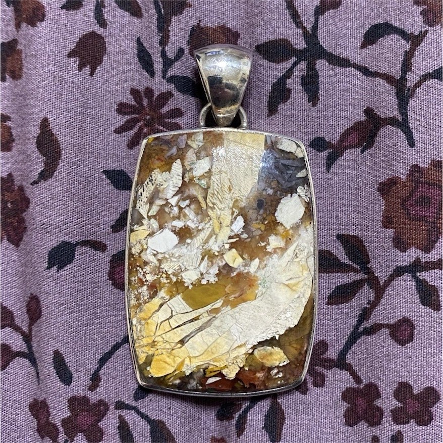 Rectangular Mookaite Jasper Stone Pendant Charm i… - image 1