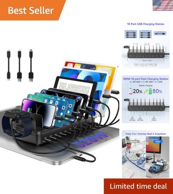 Smart Charging Dock with 10 Ports - Stylish Solution for Home & Office Devices