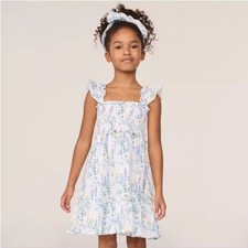 NWT Janie  Jack Girls 18 Emily Floral Smocked Sundress Teal Floral Cottagecore