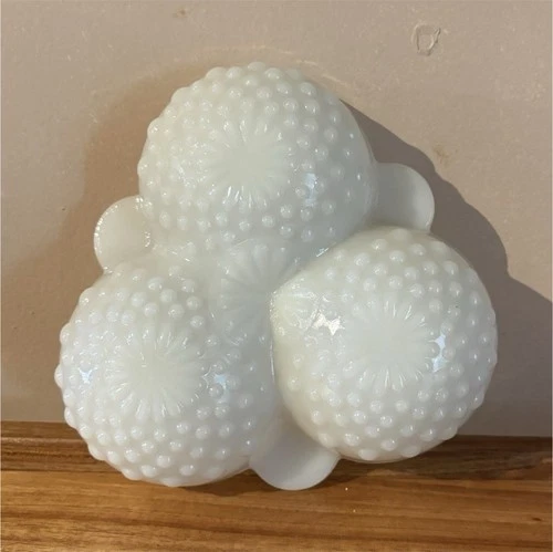 Vintage White Milk Glass Hobnail Relish/ candy dish.