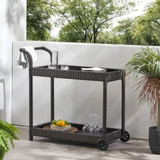 Bar Cart Kitchen Serving Cart 2-Tier Kitchen Utility Cart on Wheels Storage 