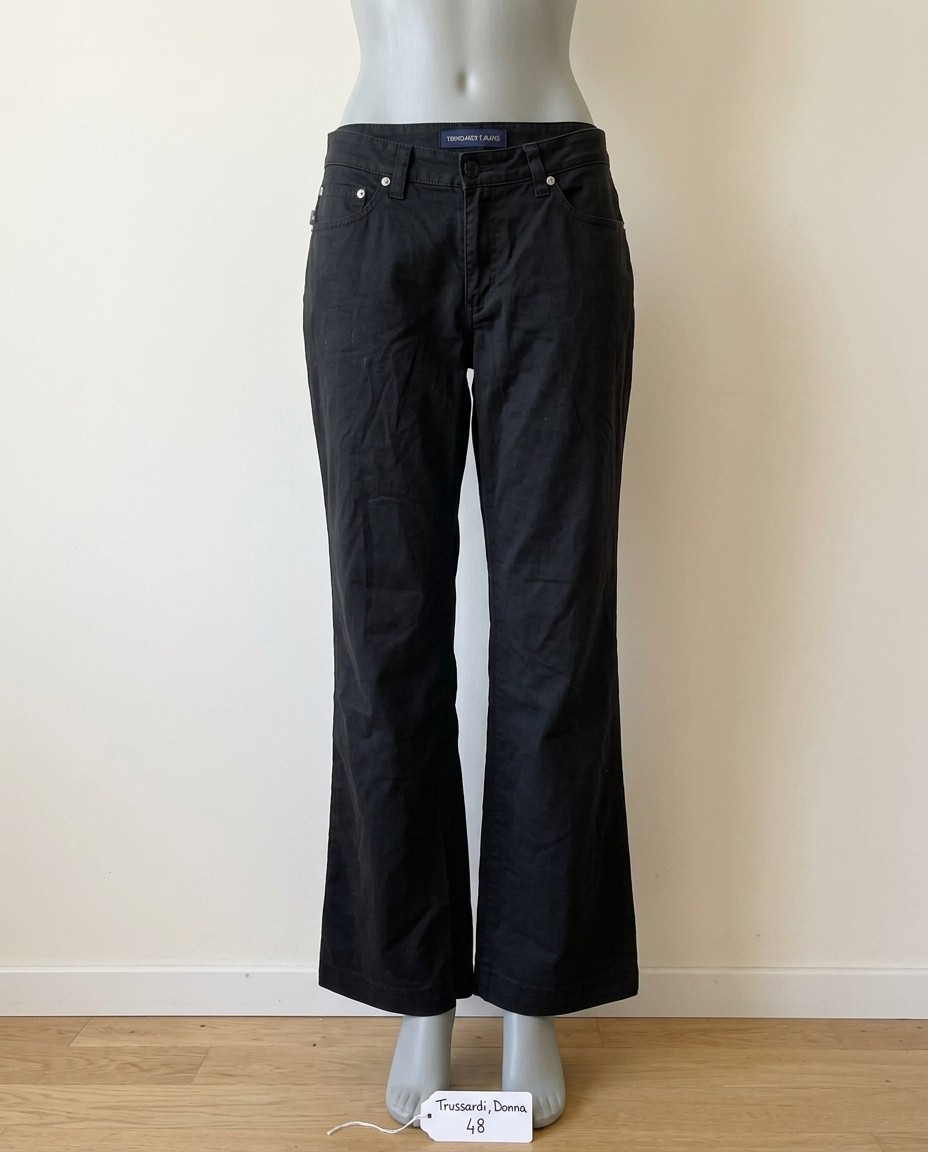 TRUSSARDI JEANS PANTALONE DONNA TG.48 NERO ORIGINALE