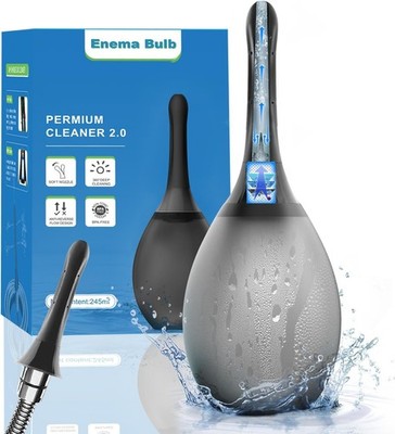 Enema Shower Intestinal Cleansing 245 ml Silicone Black Anti-Backflow