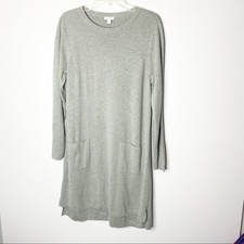 J. Jill purejill Gray Knit Sweater Dress Tunic Size Medium Casual Comfort