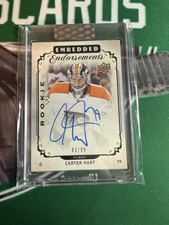 2018-19 UD Clear Cut Embedded Endorsements Carter Hart RC Auto /99