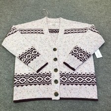 Lucky Brand Sweater Cardigan Kids 8-9 Pink Fair Isle Knit Button Front Cozy