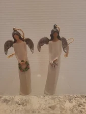 2-CHRISTMAS ORNAMENTS Willow Tree Inspired ANGEL FIGURES 5" Resin Ornaments