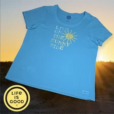 Life is Good Women's Live On the Sunny Side S/s Classic Crusher Tee Blue XL