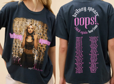 Britney Spears rock tour short sleeve black color 2 side shirt reprint VK12068