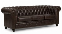 Braunes 3-Sitzer-Sofa Ledersofa Chesterfield Gestepptes Sofa Wohnzimmer