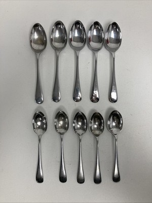 (RefJOH37C) Edelstahl plattiert Teelöffel x 10 groß (5) klein (5)