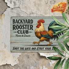 The Fluffy Butt Hut Yard Sign Funny Chicken Coop Tin Metal Wall Decoration