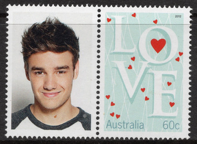 ONE DIRECTION BAND - LIAM PAYNE with 60c Love stamp at Right