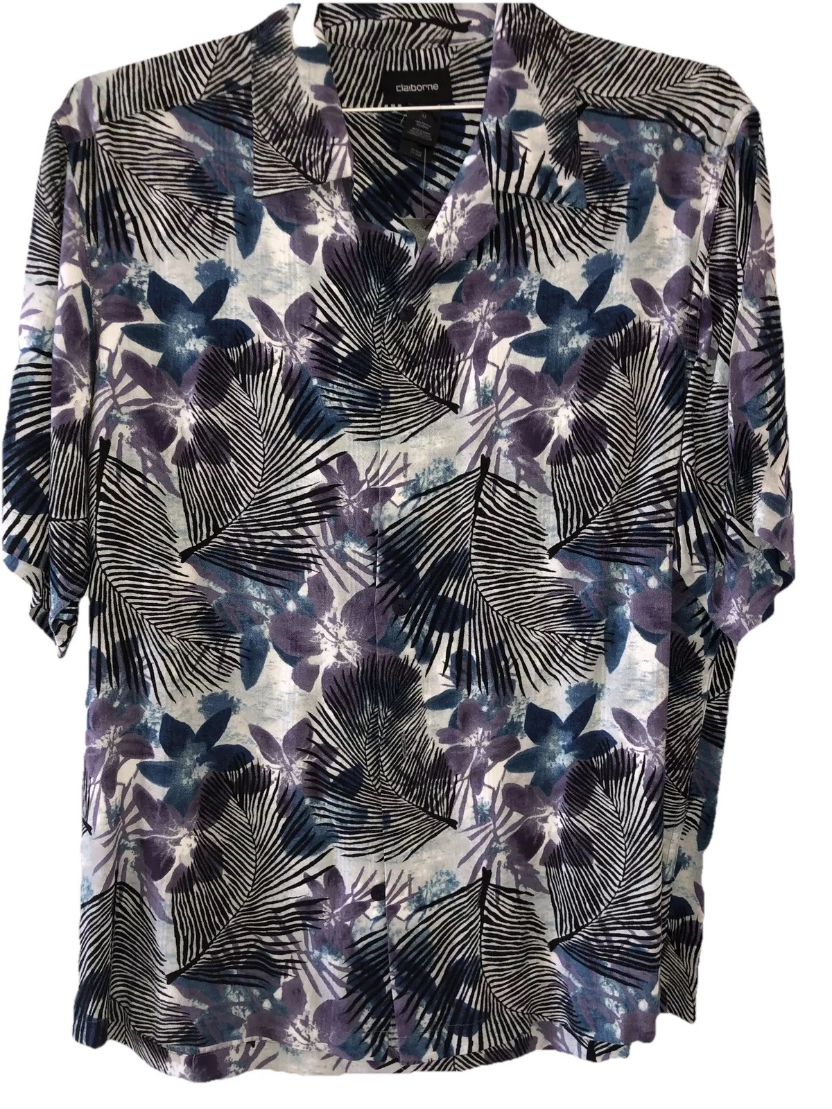 Mens Claiborne Button Down Shirt Floral Size M NWT Year Round Wear Easy Care
