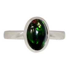Natural Chalama Black Opal 925 Sterling Silver Ring Jewelry s.7 ALLR-30623