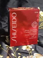 Shiseido Sheer Mattifying Compact (Refill), VERY DEEP BEIGE B100, SPF22, .34oz.