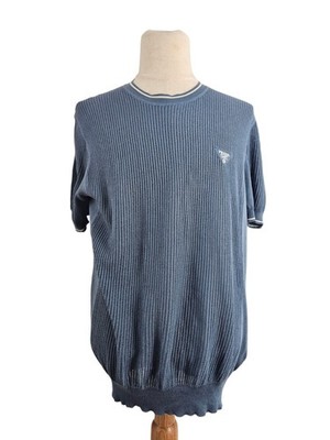 Prada Blue Crochet Logo Mens Tshirt