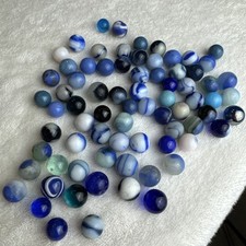 Old Marble Collection Lot Approx 75 Blue Swirl Cat s Eye Shooter Mixed Glass